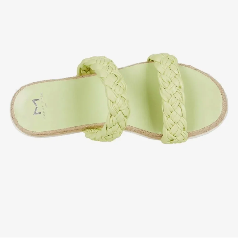 Marc Fisher Ltd Jaimee Espadrille Slide Sandal in Citron Leather Size 6M